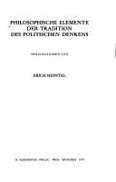Tapa de Philosophische Elemente der Tradition des politischen Denkens