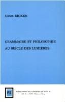 Tapa de Grammaire et philosophie au siècle des lumières