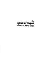 Tapa de Au seuil critique d'un nouvel âge