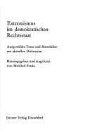 Tapa de Extremismus im demokratischen Rechtsstaat: Ausgew. Texte u. Materialien zur aktuellen Diskussion (German Edition)