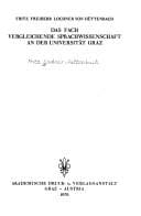 Tapa de Das Fach Vergleichende Sprachwissenschaft an der Universität Graz