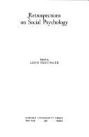 Tapa de Retrospections on social psychology