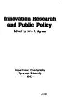 Tapa de Innovation research and public policy