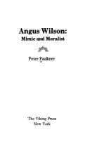 Tapa de Angus Wilson, mimic and moralist