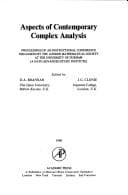 Tapa de Aspects of contemporary complex analysis