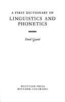 Tapa de A First dictionary of linguistics and phonetics