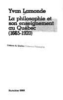 Tapa de La philosophie et son enseignement au Québec, 1665-1920