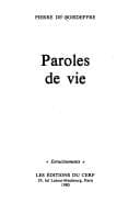 Tapa de Paroles de vie