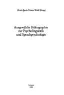 Tapa de Ausgewählte Bibliographie zur Psycholinguistik und Sprachpsychologie