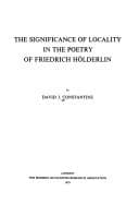 Tapa de The significance of locality in the poetry of Friedrich Hölderlin