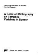 Tapa de A selected bibliography on temporal variables in speech