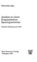 Tapa de Ansätze zu einer pragmatischen Sprachgeschichte