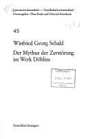 Tapa de Der Mythus der Zerstörung im Werk Döblins