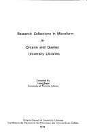 Tapa de Research collections in microform in Ontario and Quebec university libraries