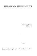 Tapa de Hermann Hesse heute