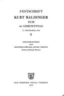 Tapa de Festschrift Kurt Baldinger zum 60. Geburtstag