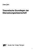 Tapa de Theoretische Grundlagen der Übersetzungswissenschaft