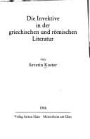 Tapa de Die Invektive in der griechischen und römischen Literatur