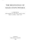 Tapa de The Beginnings of solid state physics