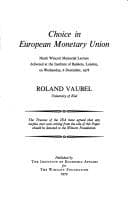 Tapa de Choice in European monetary union