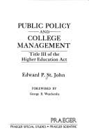 Tapa de Public policy and college management