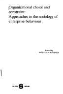Tapa de Organizational choice and constraint