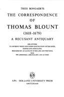 Tapa de The correspondence of Thomas Blount (1618-1679), a recusant antiquary