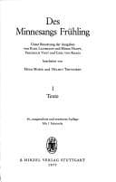 Tapa de Des Minnesangs Frühling