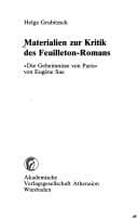 Tapa de Materialien zur Kritik des Feuilleton-Romans