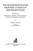 Tapa de Die hochsprachliche profane Literatur der Byzantiner