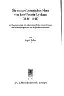 Tapa de Die sozialreformerischen Ideen von Josef Popper-Lynkeus (1838-1921)