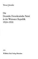 Tapa de Die Deutsche Demokratische Partei in der Weimarer Republik