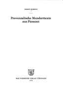 Tapa de Provenzalische Mundarttexte aus Piemont
