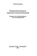 Tapa de Rezeptionsforschung als empirische Literaturwissenschaft