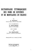 Tapa de Dictionnaire étymologique des noms de rivières et de montagnes en France