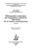 Tapa de Bibliographie analytique des biographies collectives imprimées de la France contemporaine