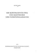 Tapa de Ein konstruktiver Weg zur Masstheorie und Funktionalanalysis
