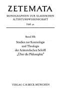 Tapa de Studien zur Kosmologie und Theologie der Aristotelischen Schrift "Über die Philosophie."