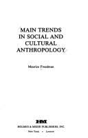 Tapa de Main trends in social and cultural anthropology