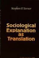 Tapa de Sociological explanation as translation