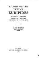 Tapa de Studies on the text of Euripides