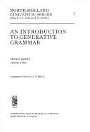 Tapa de An introduction to generative grammar