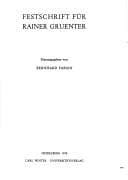 Tapa de Festschrift für Rainer Gruenter