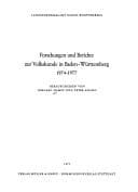 Tapa de Forschungen und Berichte zur Volkskunde in Baden-Württemberg 1974-1977