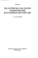 Tapa de Die Entwicklung neuer germanischer Kultursprachen seit 1800
