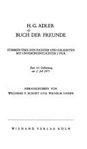 Tapa de H. G. Adler, Buch der Freunde