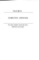 Tapa de Subjective Criticism