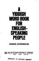 Tapa de A Yiddish word book for English-speaking people