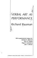 Tapa de Verbal art as performance