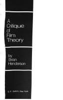 Tapa de A critique of film theory